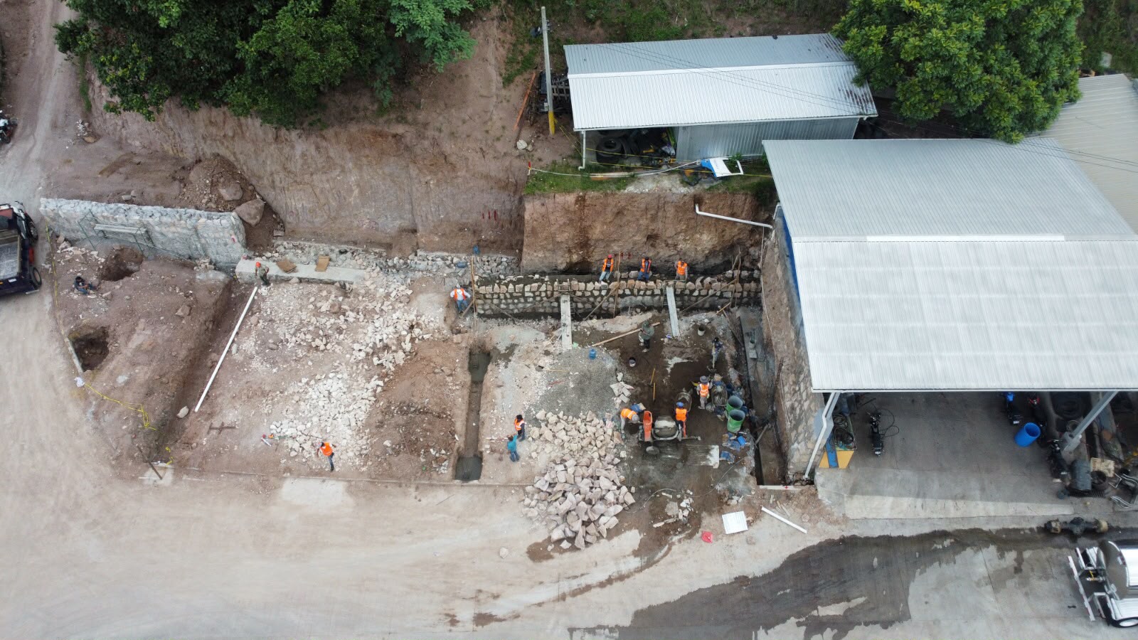 Ampliación Taller CD Aguazul - Vista aérea de obra civil